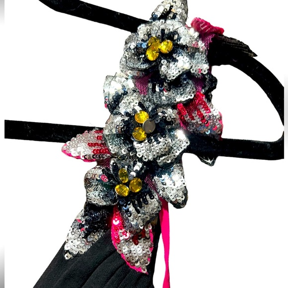 Faviana Couture #6710 Black Pink Sequin Chiffon Sheath Gown Size 8 New with tag - Picture 15 of 15